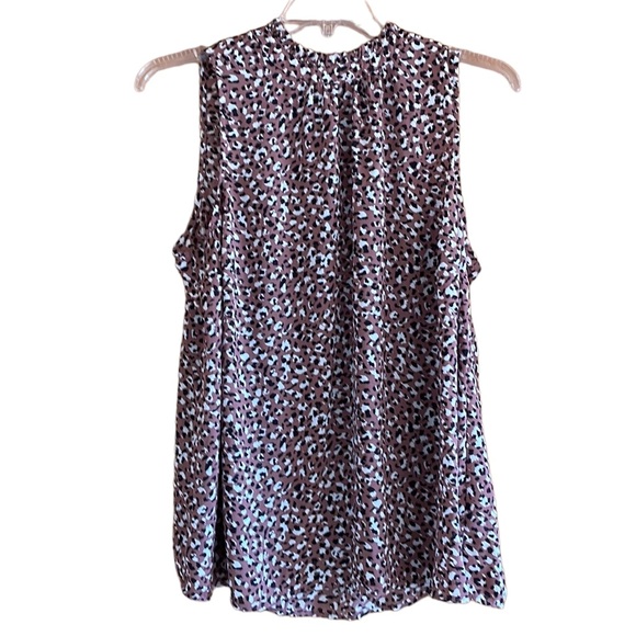 Torrid Sleeveless Ruffle Neck Top Mauve with Black White pattern 1X 14/16 - Picture 2 of 6